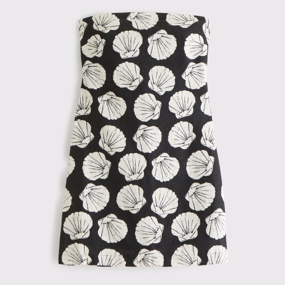 Strapless Black and White linen skort dress